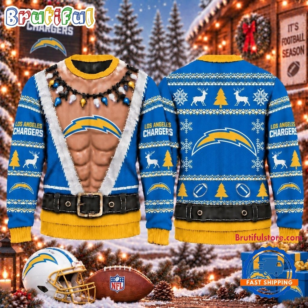 NFL Los Angeles Chargers Funny Body Design Christmas Ugly Sweater