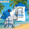 NFL Los Angeles Chargers In My Veins Jesus Im My Heart Hawaiian Shirt