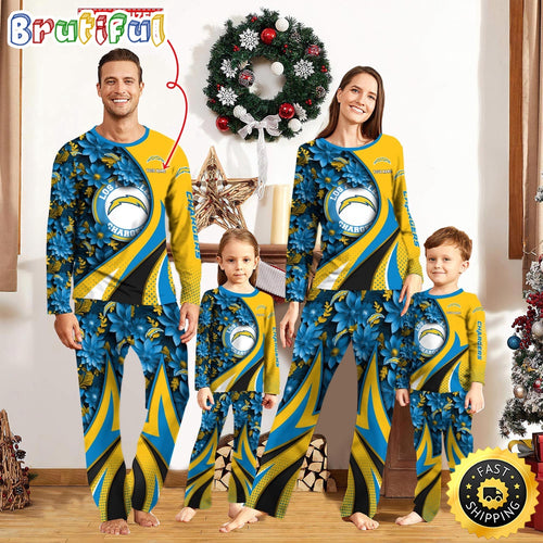 NFL Los Angeles Chargers Pajamas Flower For Family Custom Name Pajamas