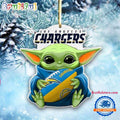 NFL Los Angeles Chargers Special Baby Yoda Star Wars Movies Christmas Ornament, Football Christmas Tree Ornament