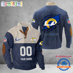 NFL Los Angeles Rams Football Team Custom Name And Number Buttoned Collar Sweatshirt
