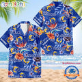 NFL Los Angeles Rams Football Team Flower Summer Design Hawaiian Button Shirt