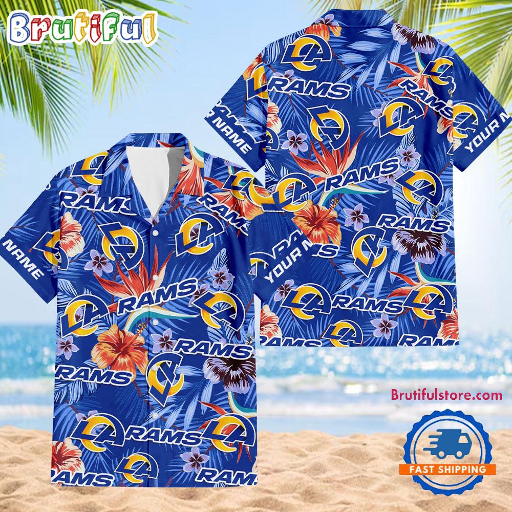 NFL Los Angeles Rams Football Team Flower Summer Design Hawaiian Button Shirt