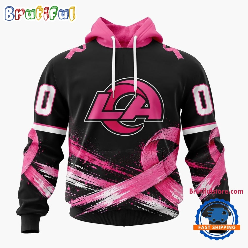 NFL Los Angeles Rams Personalized Pink Fights Breast Cancer 2026 Design Hoodie, TShirt, Sweatshirt