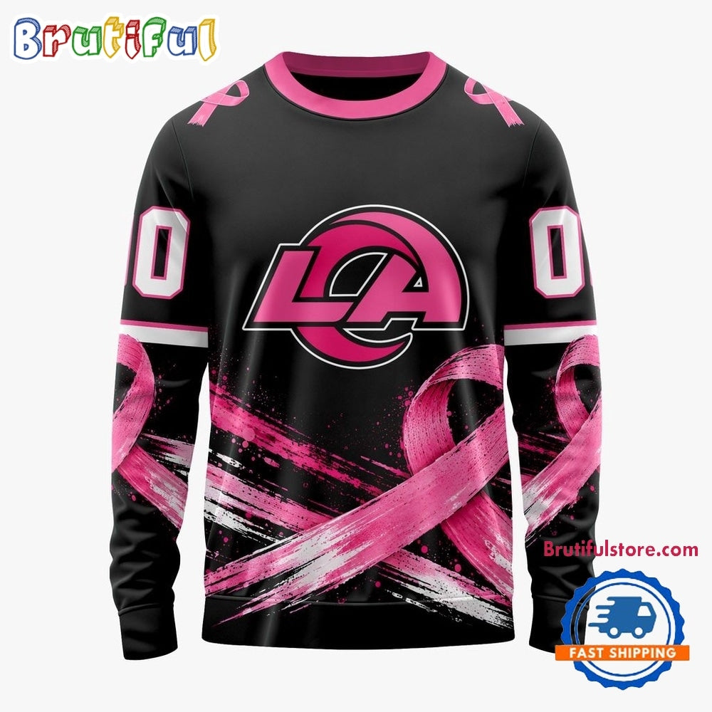 NFL Los Angeles Rams Personalized Pink Fights Breast Cancer 2026 Design Hoodie, TShirt, Sweatshirt