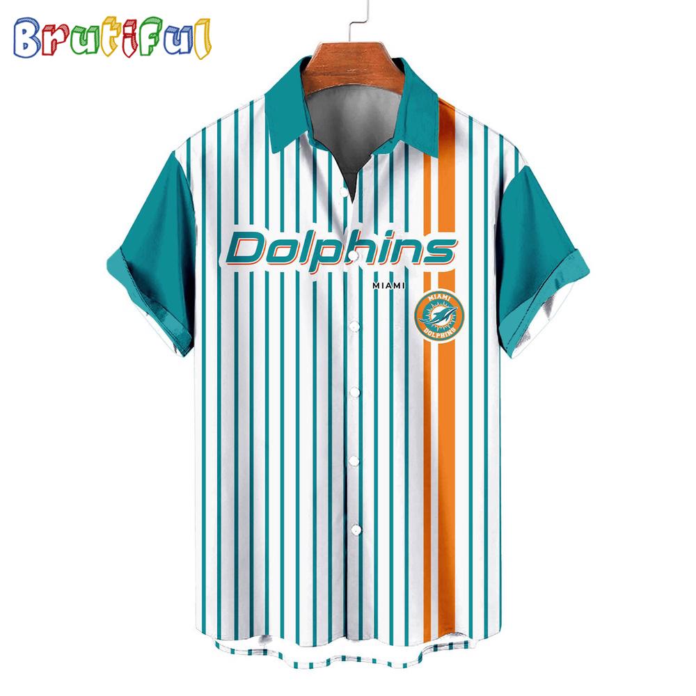 NFL Miami Dolphins Classic Retro Mascot Line Summer Beach Hawaiian Shirt