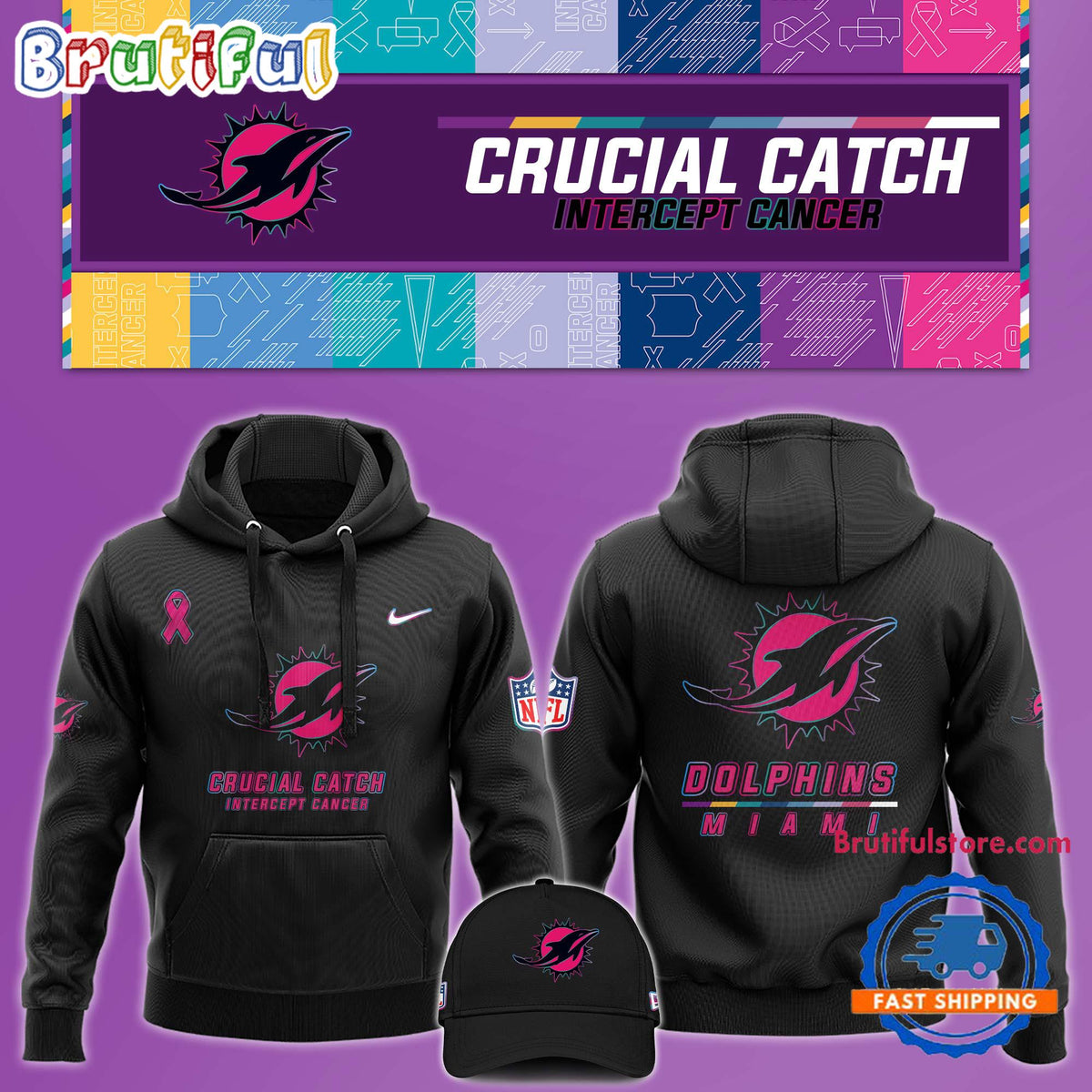 NFL Miami Dolphins Crucial Catch Pink Breast Cancer Awareness New Unisex Hoodie, Sweatshirt, T Shirt