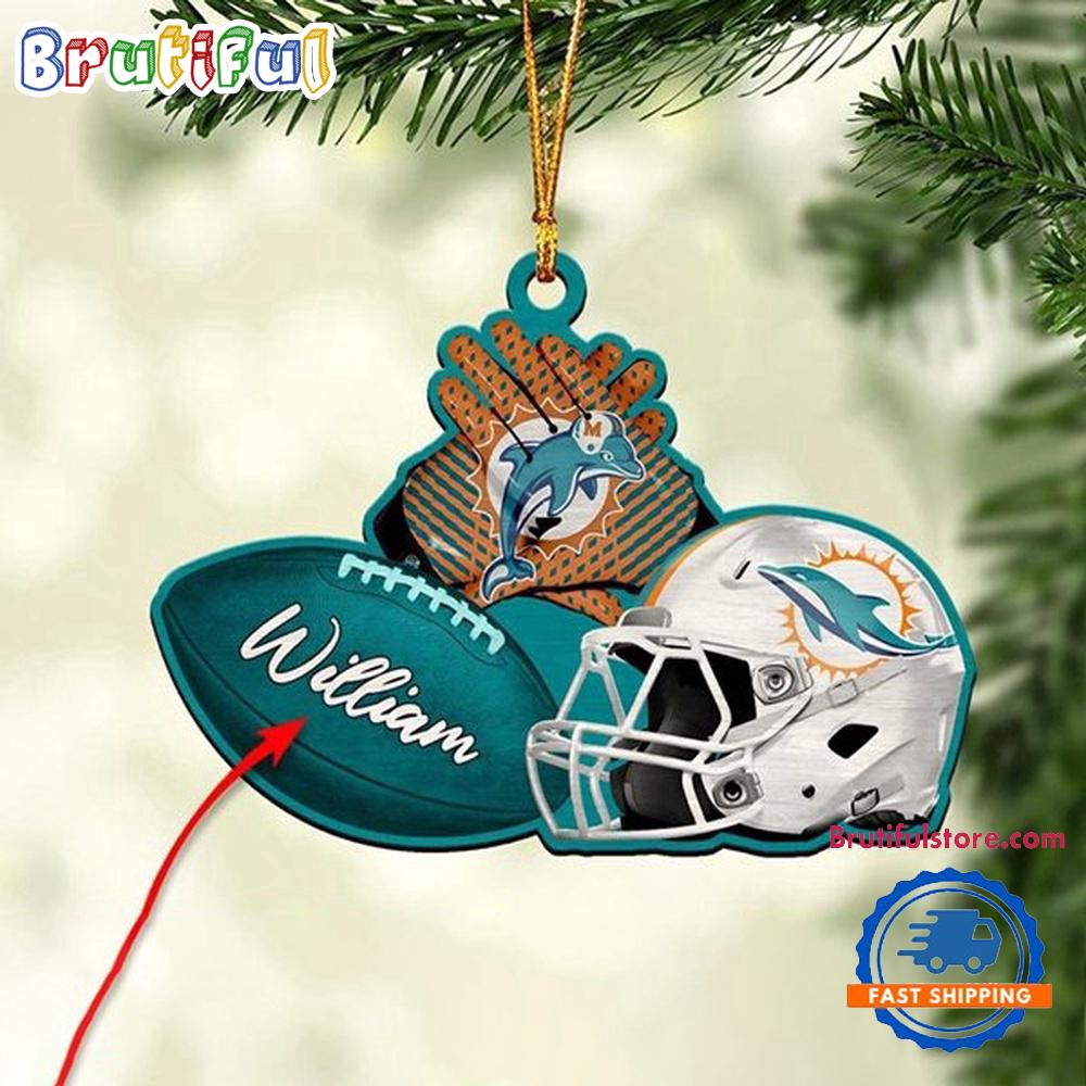 NFL Miami Dolphins Football Helmets Christmas Ornament, Custom Football Ornament Decoration