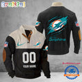 NFL Miami Dolphins Football Team Custom Name And Number Buttoned Collar Sweatshirt