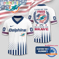 NFL Miami Dolphins Land Of The Free Because of The Brave Football Jersey