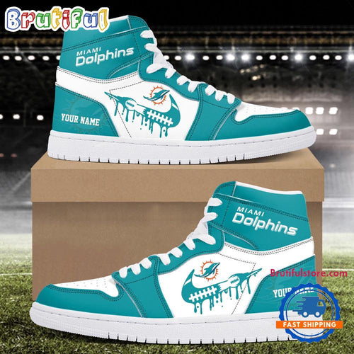 NFL Miami Dolphins New Season Custom Air Jordan 1 Hightop Shoes
