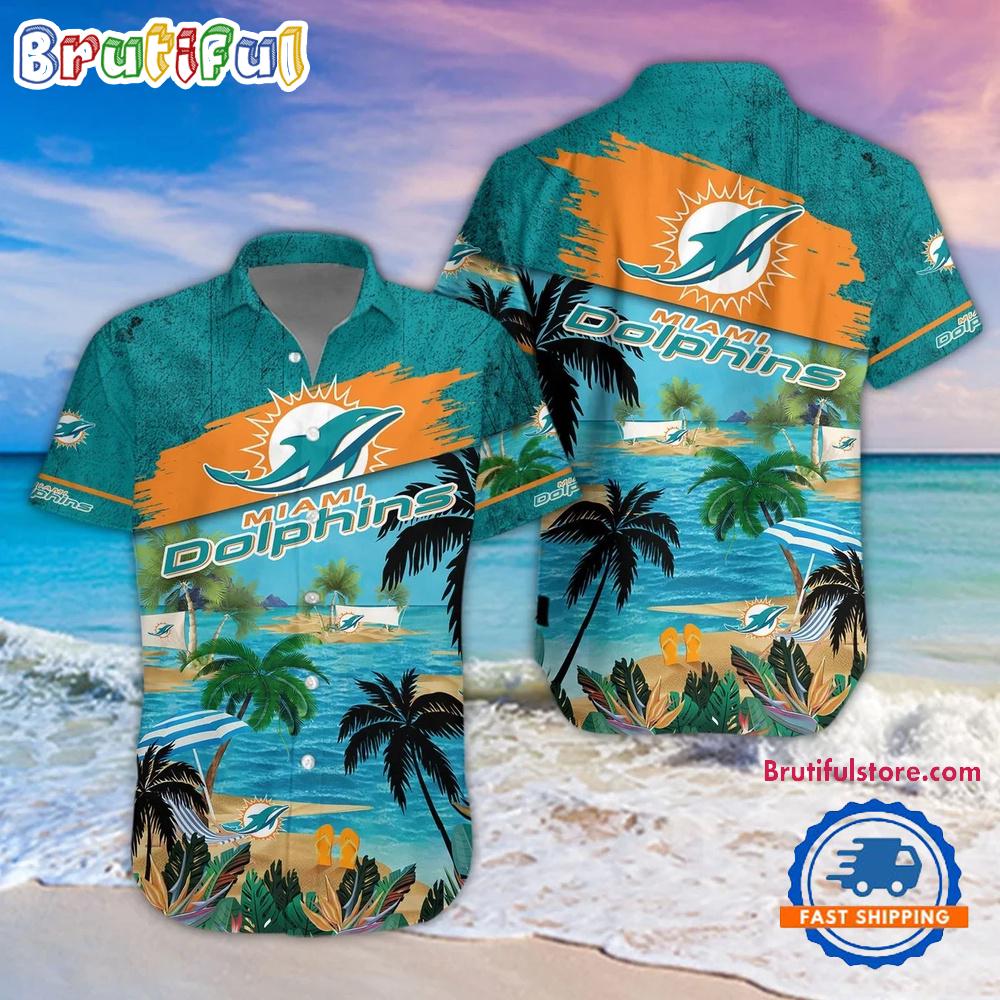 NFL Miami Dolphins Palm Tree Summer Beach Aloha Hawaiian Shirt