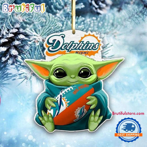 NFL Miami Dolphins Special Baby Yoda Star Wars Movies Christmas Ornament, Football Christmas Tree Ornament