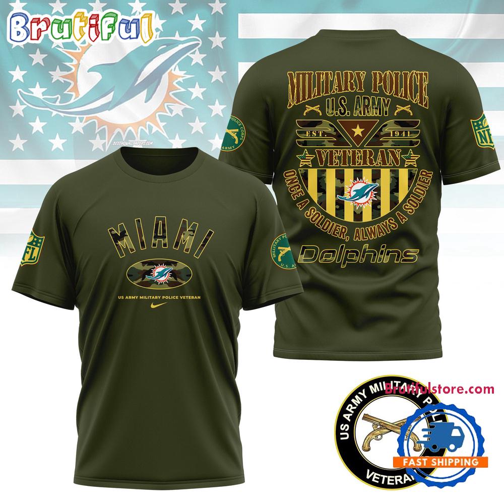 NFL Miami Dolphins US Army Military Police Veteran All Over Print Shirt