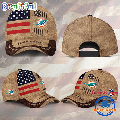 NFL Miami Dolphins x American Flag Custom Baseball Cap