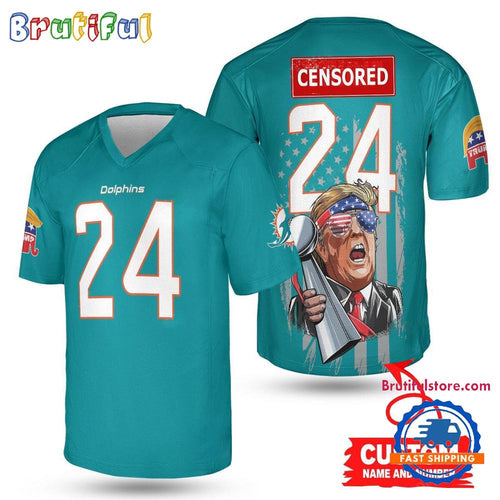 NFL Miami Dolphins x Donald Trump With Super Bowl Trophy Limited Edition Football Jersey