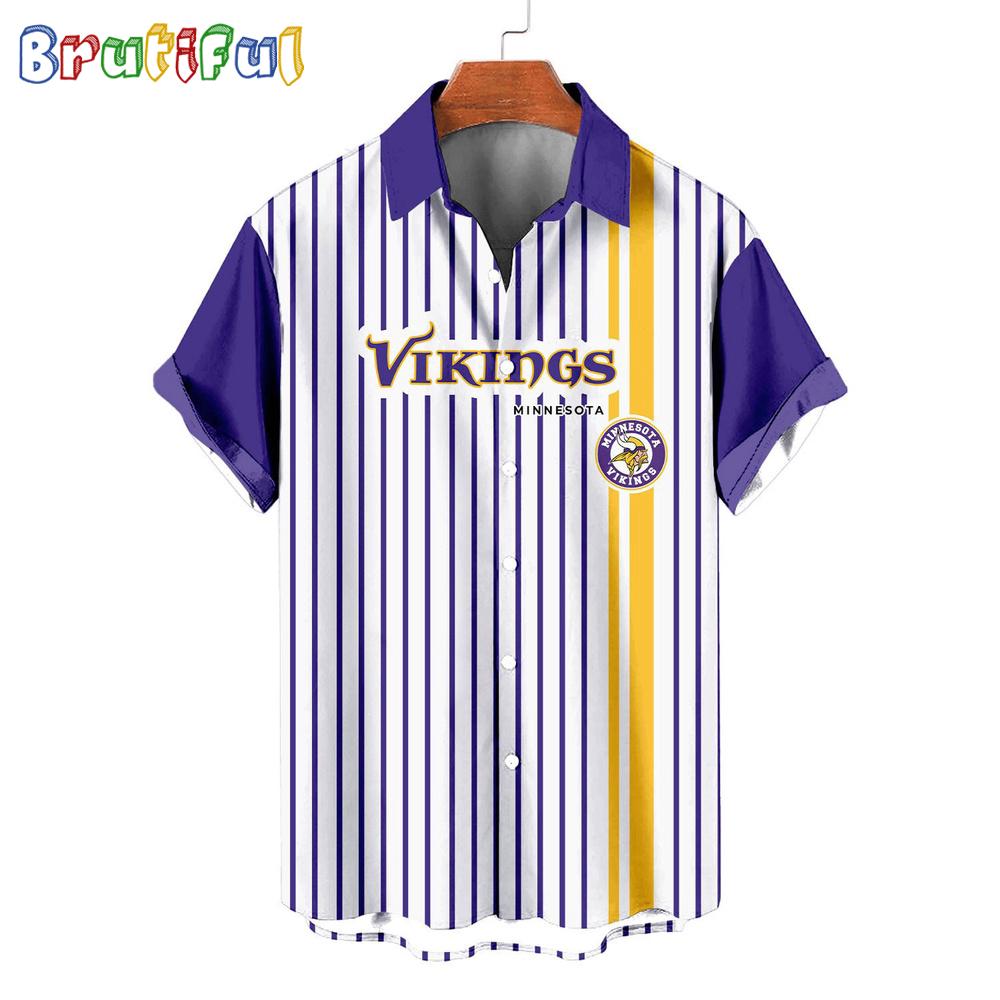 NFL Minnesota Vikings Classic Retro Mascot Line Summer Beach Hawaiian Shirt