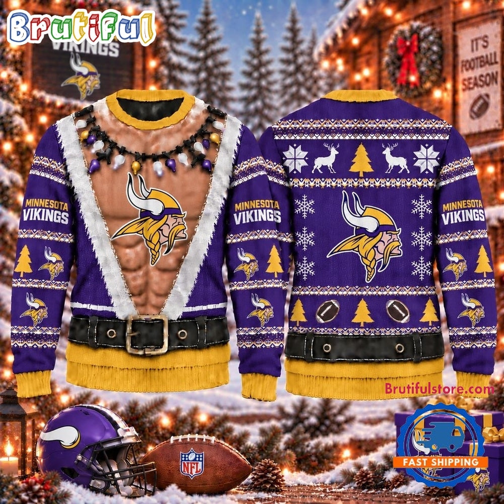 NFL Minnesota Vikings Funny Body Design Christmas Ugly Sweater