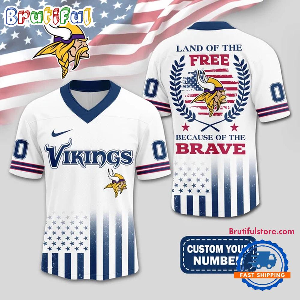 NFL Minnesota Vikings Land Of The Free Because of The Brave Football Jersey
