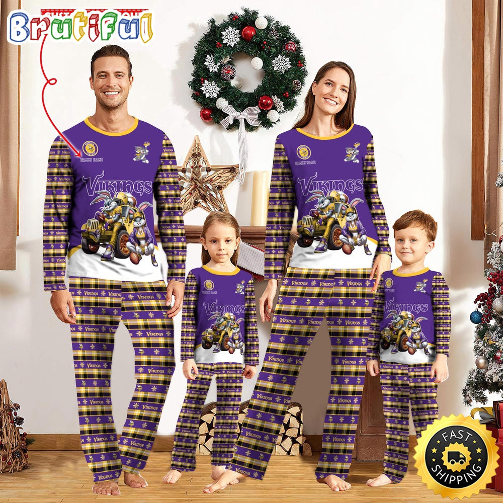 NFL Minnesota Vikings Pajamas Bunny Sports For Family Custom Name Pajamas