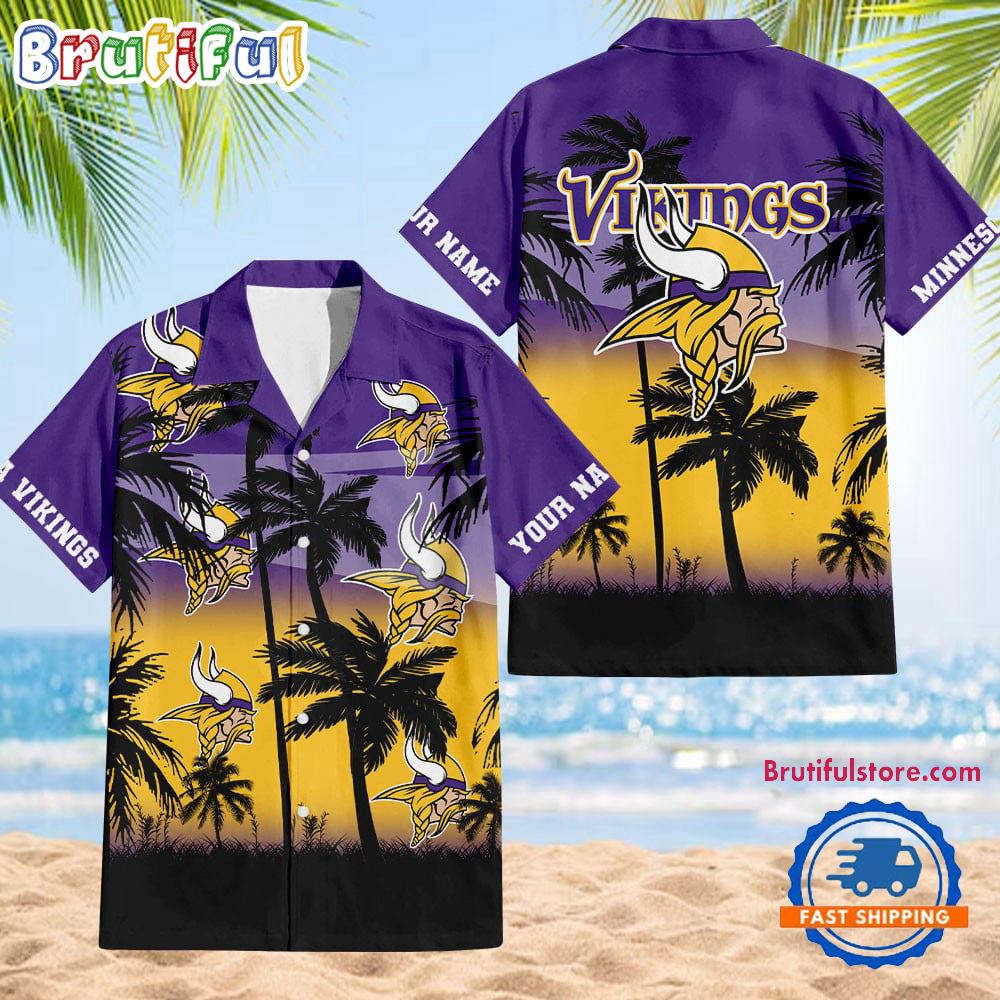 NFL Minnesota Vikings Palm Tree Summer Design Aloha Hawaiian Shirt