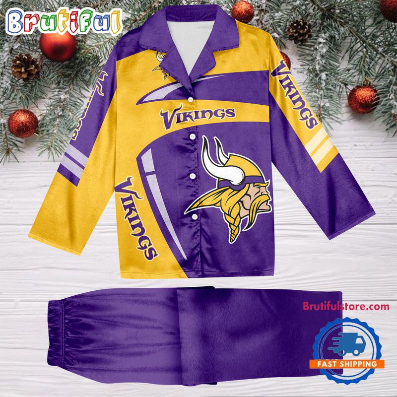 NFL Minnesota Vikings Special Football Team Winter Season Satin Pajamas Set
