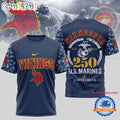 NFL Minnesota Vikings US Marines 250 Years Est.1775 Unisex 3D T Shirt