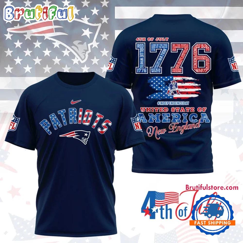 NFL New England Patriots 4th of July Happy Independence Day 1776 3D Shirt