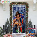 NFL New England Patriots Football Team Christmas Door Cover, Football Christmas Door Wrap