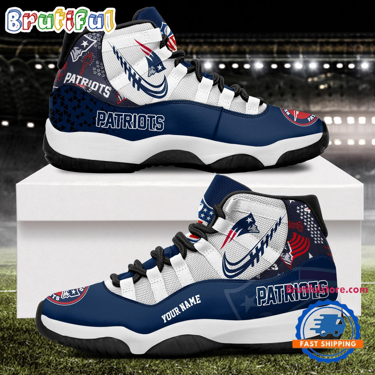 NFL New England Patriots Football Team Custom Air Jordan 11 Shoes