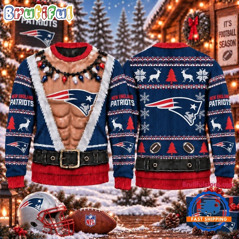 NFL New England Patriots Funny Body Design Christmas Ugly Sweater