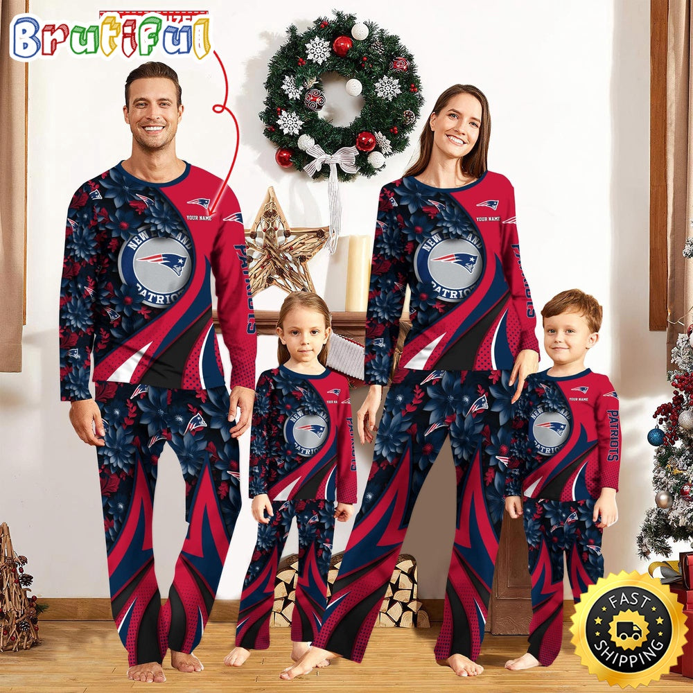 NFL New England Patriots Pajamas Flower For Family Custom Name Pajamas