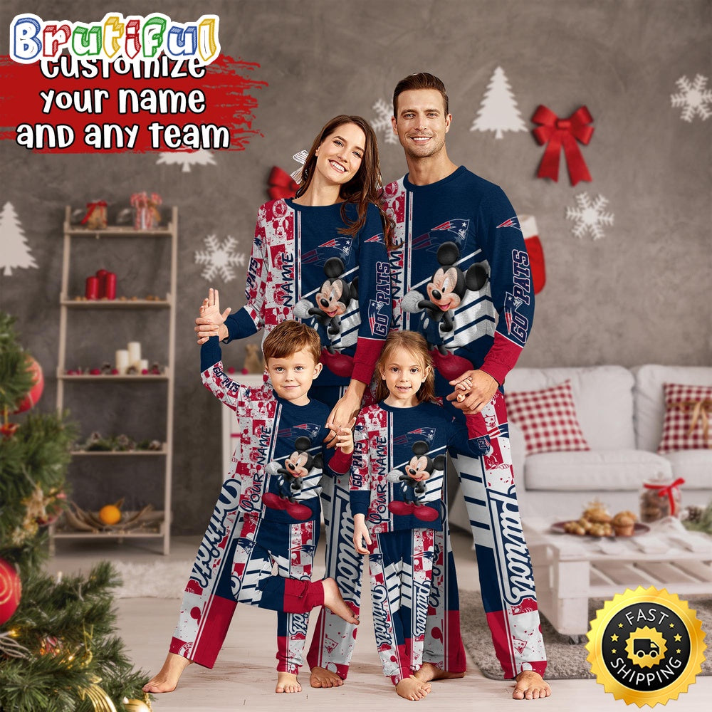NFL New England Patriots Pajamas Mickey Mouse For Family Custom Name Pajamas