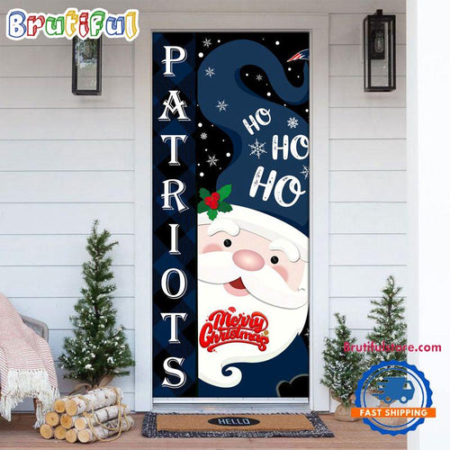 NFL New England Patriots Santa Claus HoHoHo Football Christmas Door Cover
