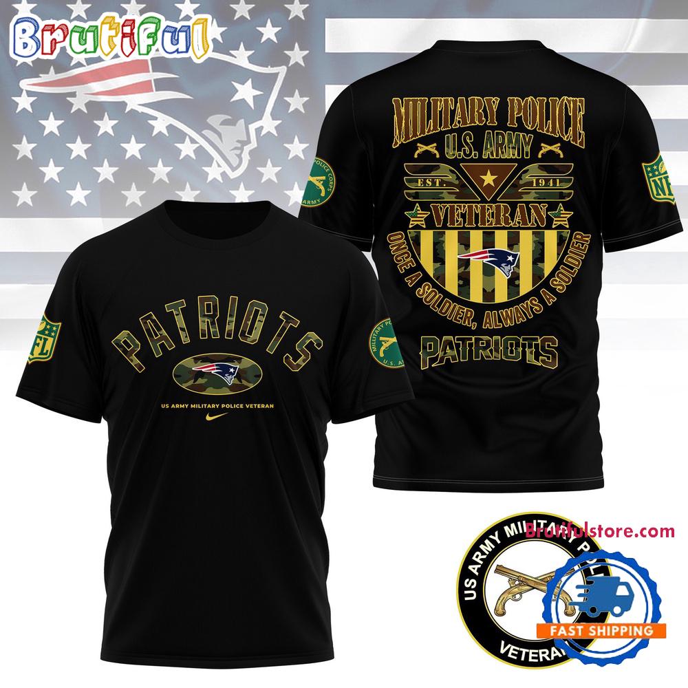 NFL New England Patriots US Army Military Police Veteran 3D Shirt