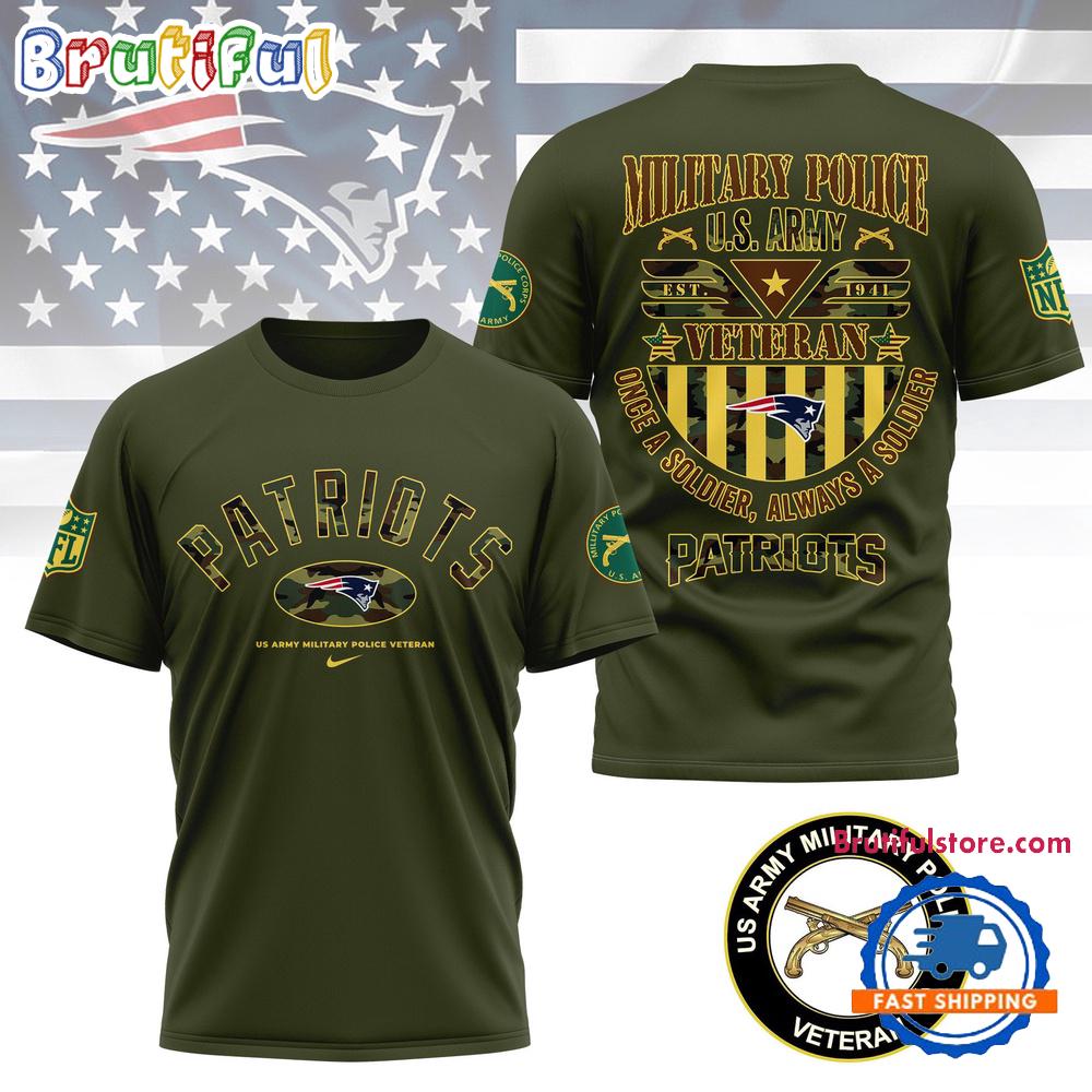 NFL New England Patriots US Army Military Police Veteran All Over Print Shirt