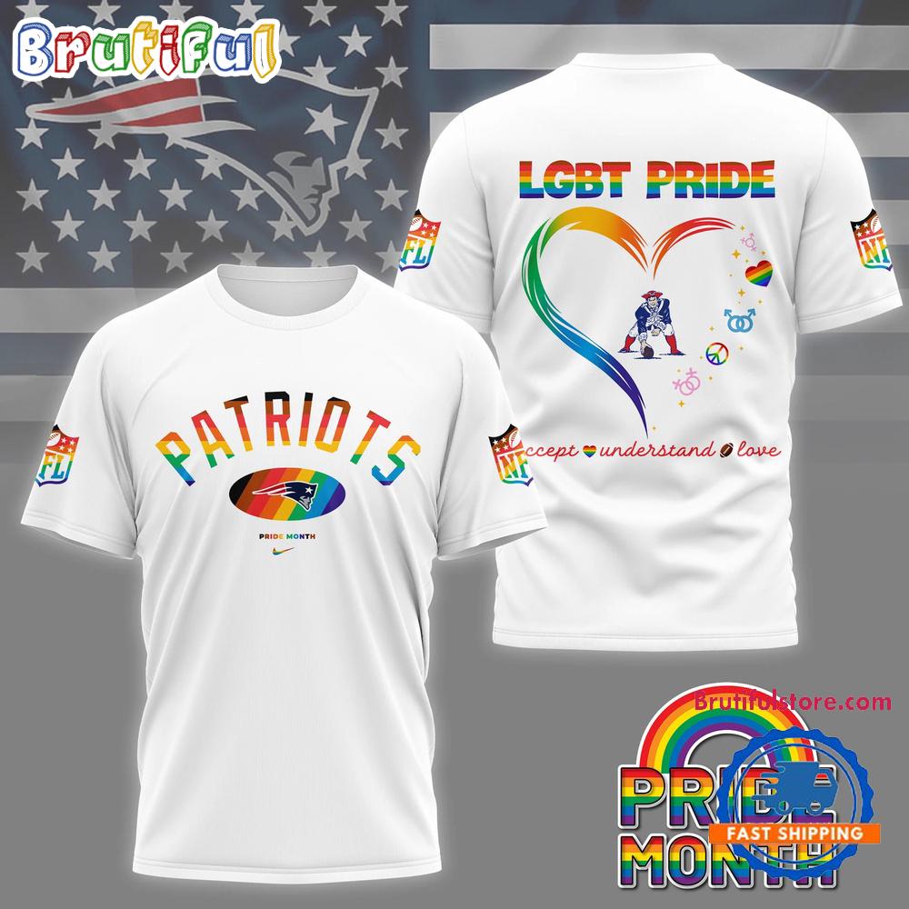 NFL New England Patriots x Pride Month 2025 3D Shirt, Football Accept Understand Love TShirt