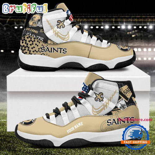 NFL New Orleans Saints Football Team Custom Air Jordan 11 Shoes