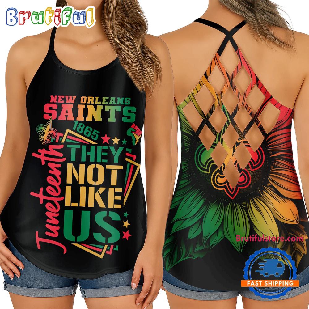 NFL New Orleans Saints Juneteenth 1865 They Not Like US Women’s Criss Cross Tank Top