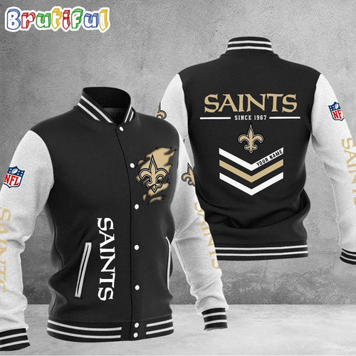 NFL New Orleans Saints Football Team Personalized Varsity Baseball Jacket