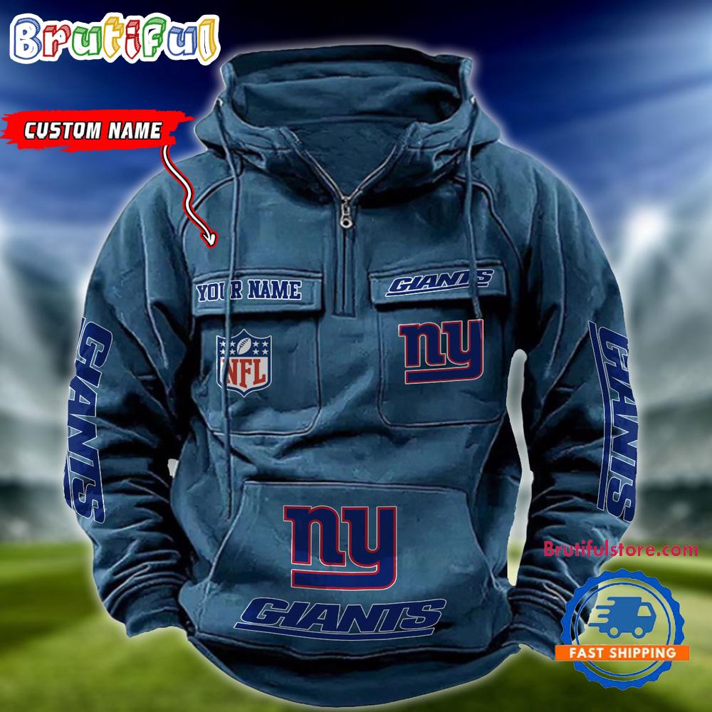 NFL New York Giants Football Team Custom Name Cargo Hoodie