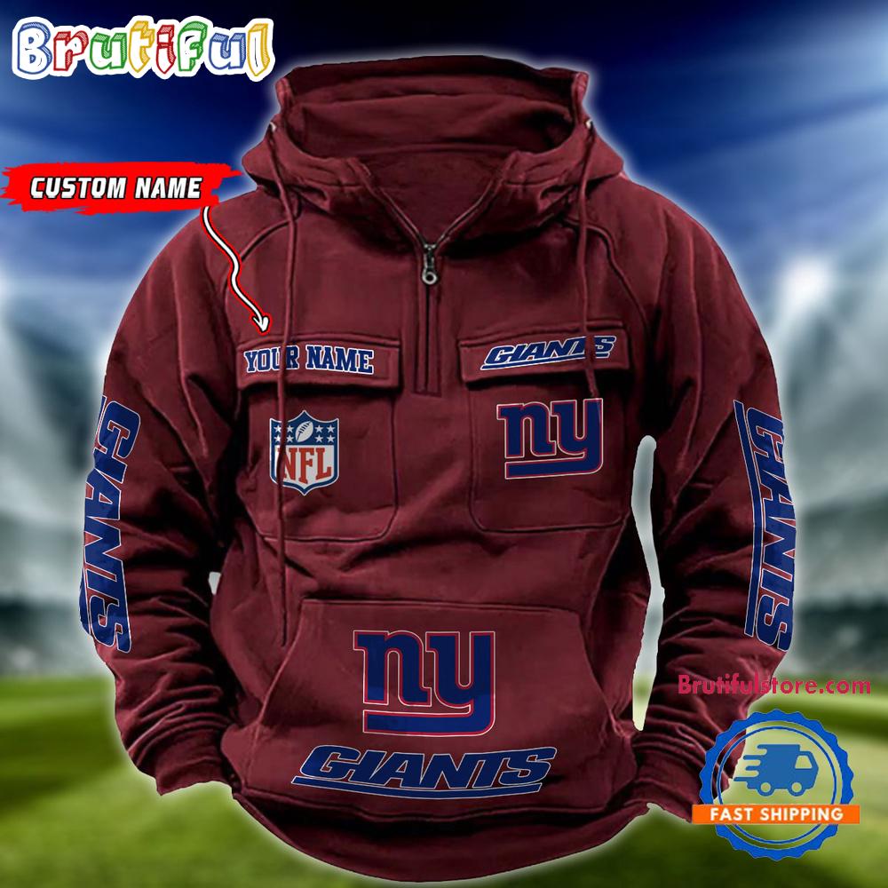 NFL New York Giants Football Team Custom Name Cargo Hoodie