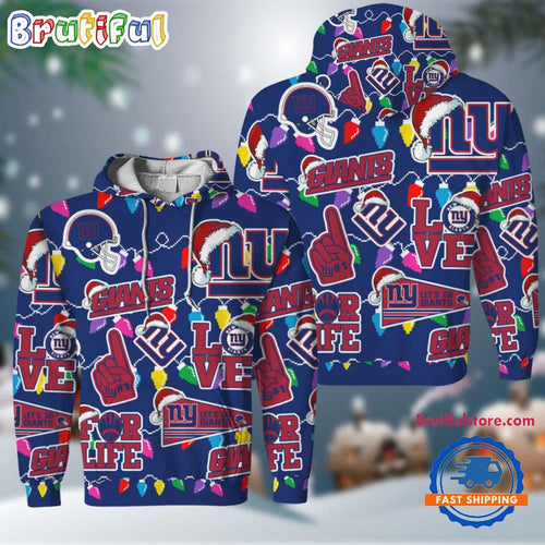 NFL New York Giants Love For Life Football Team Merry Christmas Hoodie Shirt
