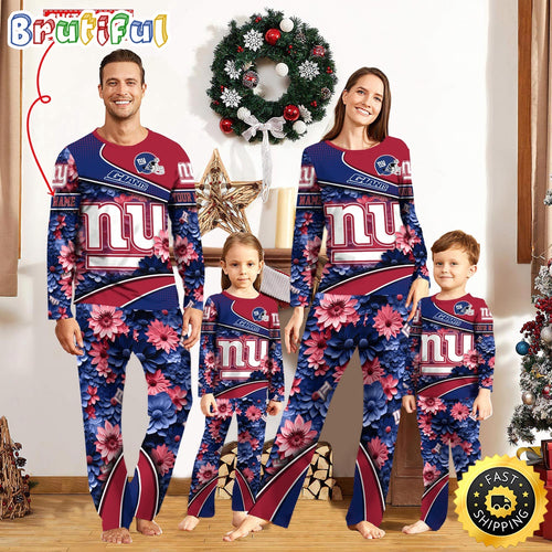 NFL New York Giants Pajamas Flower Sports For Family Custom Name Pajamas