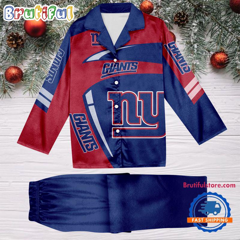 NFL New York Giants Special Football Team Winter Season Satin Pajamas Set