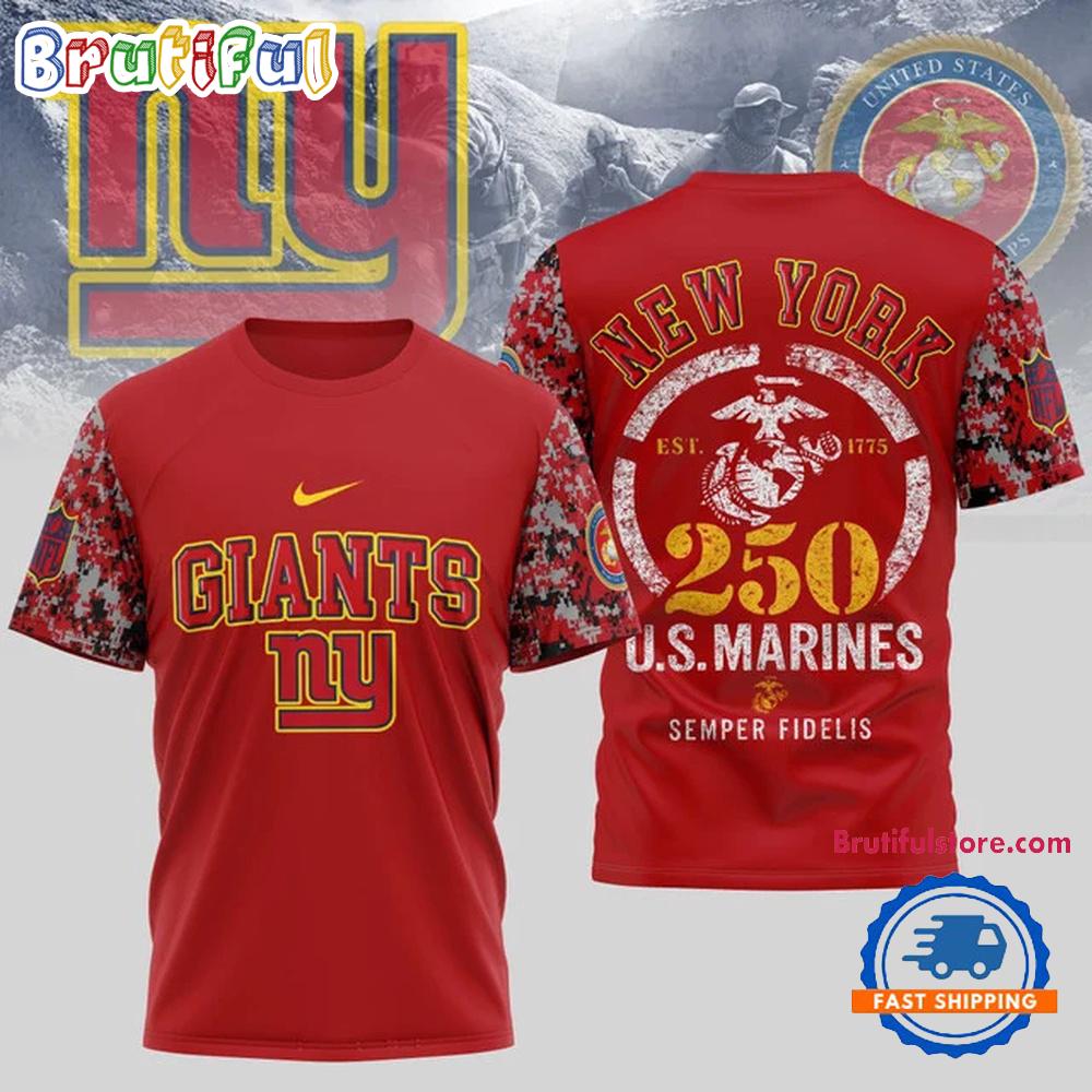 NFL New York Giants US Marines 250 Years Semper Fidelis 3D Shirt