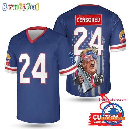 NFL New York Giants x Donald Trump With Super Bowl Trophy Limited Edition Football Jersey