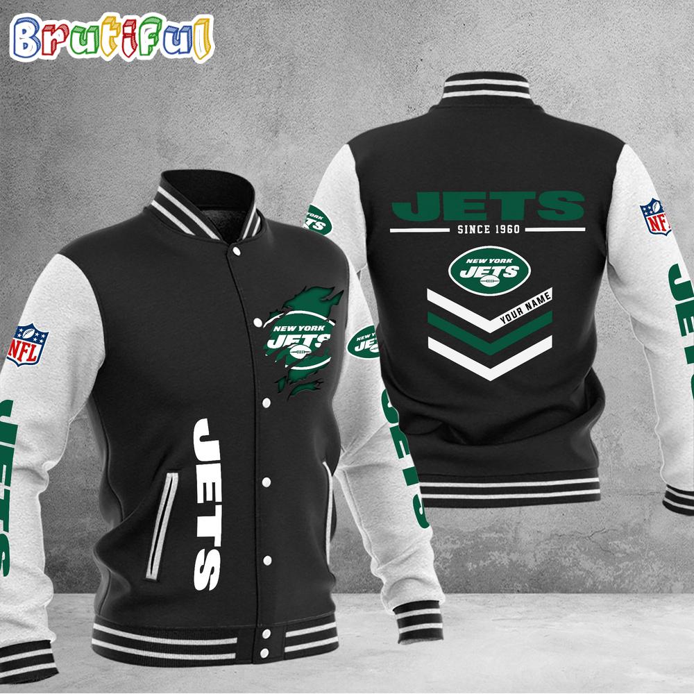 NFL New York Jets Football Team Personalized Varsity Baseball Jacket