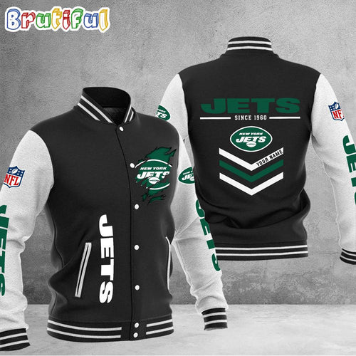 NFL New York Jets Football Team Personalized Varsity Baseball Jacket