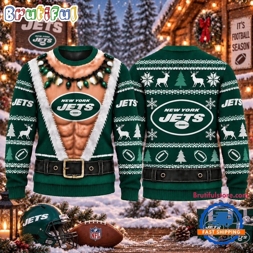 NFL New York Jets Funny Body Design Christmas Ugly Sweater